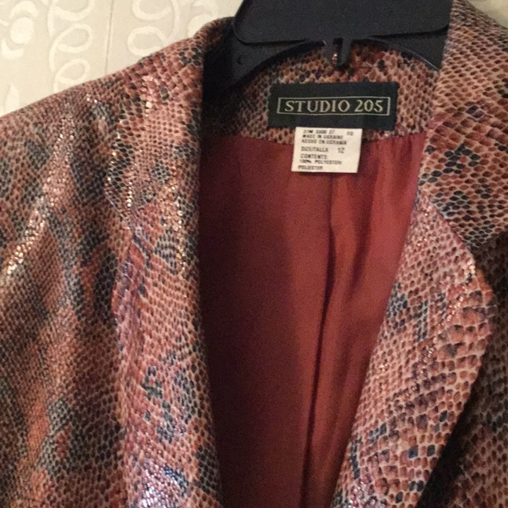 Burnt Sienna And Black, Python Print Jacket - image 1